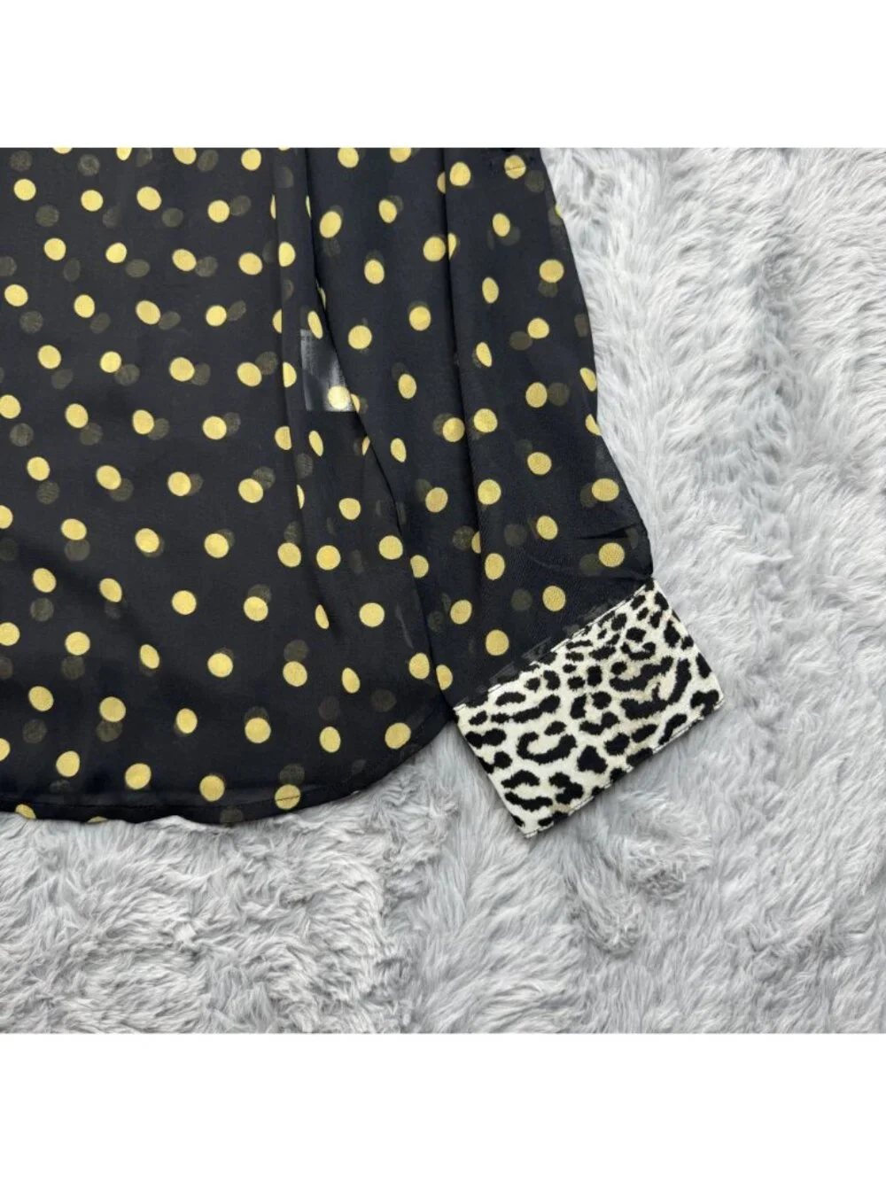 INC International Black Yellow Polka Dot Button-Up Sheer Blouse Women Size M NEW - Picture 12 of 13